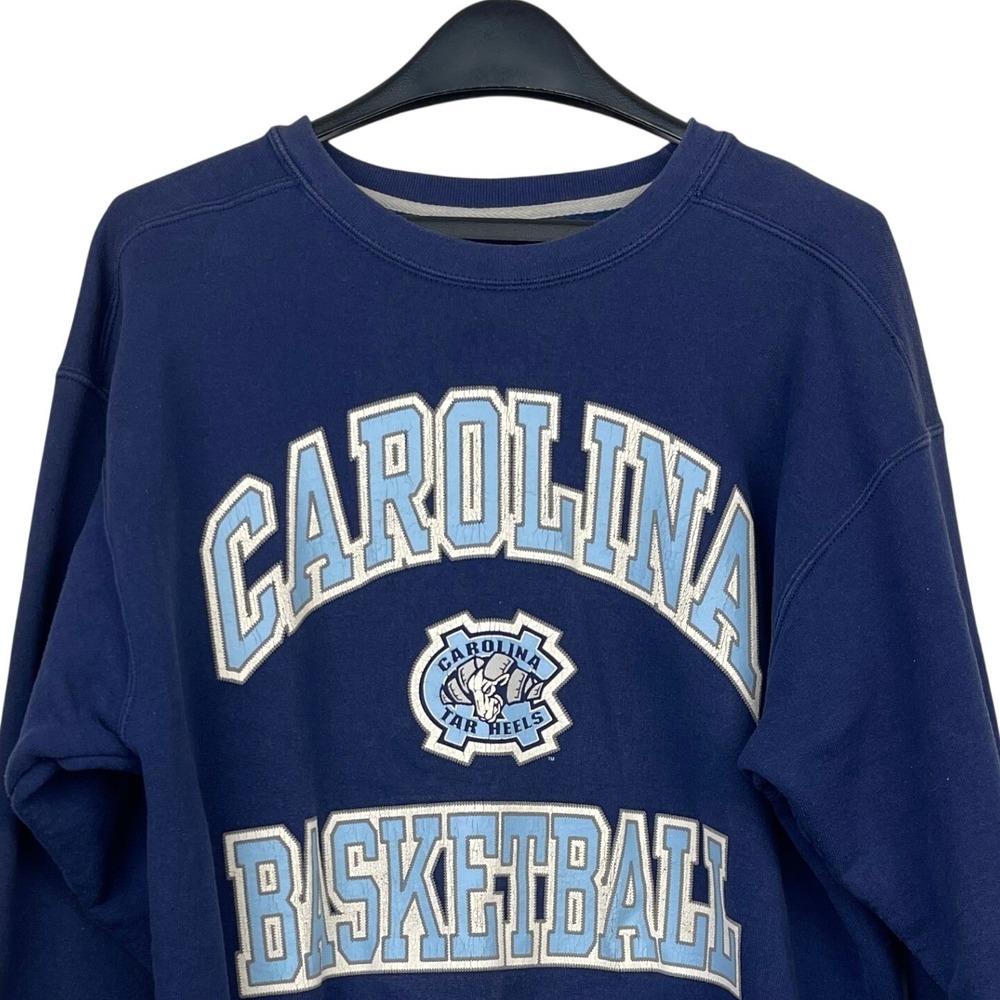 VTG 90s Starter North Carolina Basketball Sweatshirt UNC Mens L Cotton Navy Blue